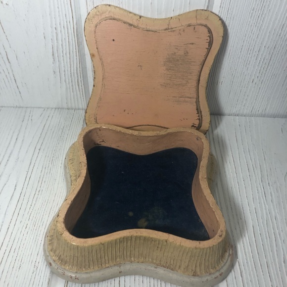 Vintage Trinket Jewelry Box Syroco Floral Square - Picture 6 of 8
